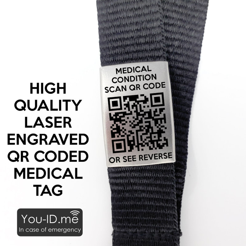 Staff lanyard with QR coded medical ID tag in case of emergency